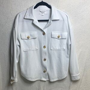 Hippie Rose White Button-Front Shirt Jacket